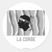 Corse waving flag with name round stickers
