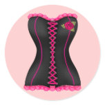 Corset Black Pink rose Club Sticker
