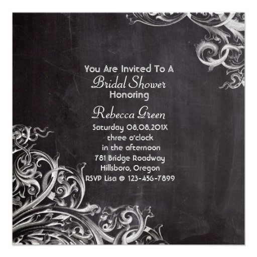 corset vintage Chalkboard bridal shower tea party Custom Invites