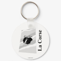 Corsica Waving Flag with Name in French keychains