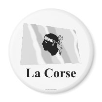 Corsica Waving Flag with Name in French magnets