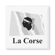 Corsica Waving Flag with Name in French magnets