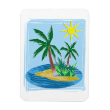 Corte la isla tropical de papel iman de vinilo