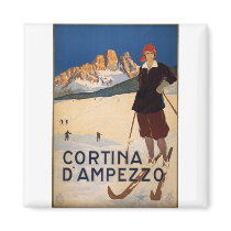 Cortina d'Ampezzo Vintage Travel Poster Art Magnets