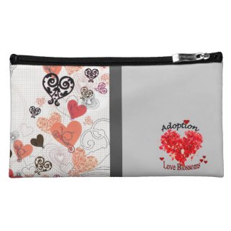 Cosmetic Bag with Floating Hearts