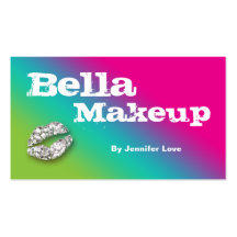 Cosmetologist Business Card Beauty Lips Pink Green