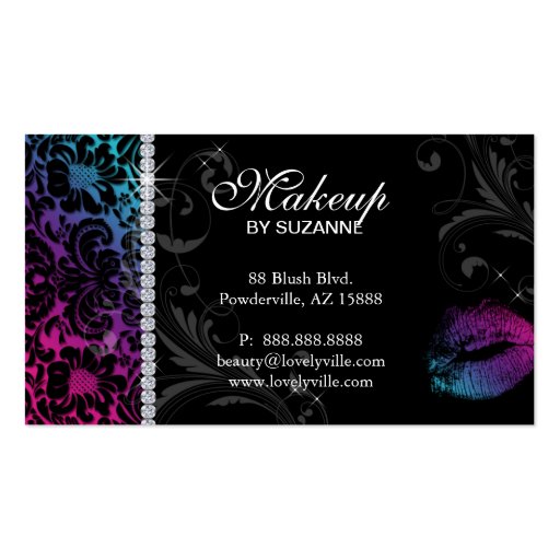 Cosmetologist Business Card Floral Blue Pink