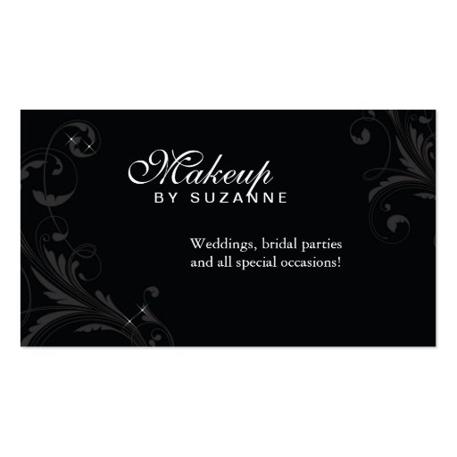 Cosmetologist Business Card Floral Glitter Pink (back side)