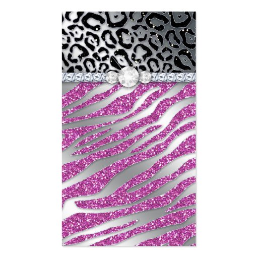 Cosmetologist Business Card Glitter Zebra PB (front side)
