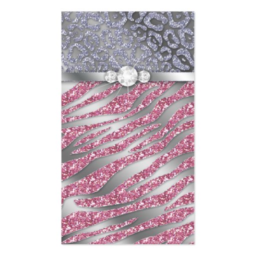 Cosmetologist Business Card Glitter Zebra Pink