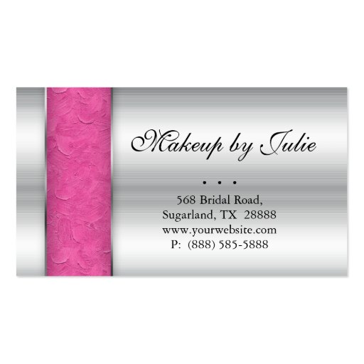 Cosmetologist Business Card Modern Pink Silver (back side)