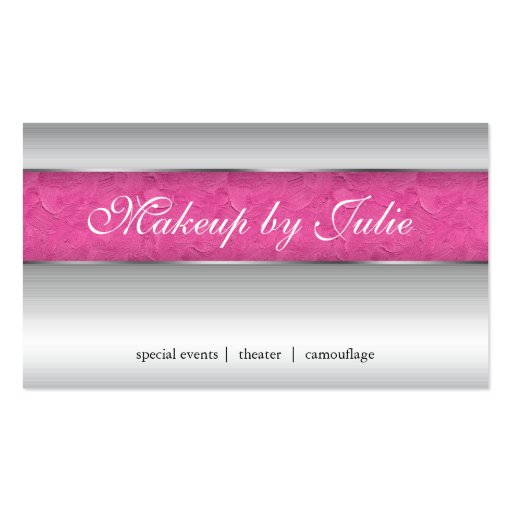Cosmetologist Business Card Modern Pink Silver (front side)
