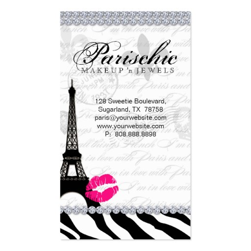 Cosmetologist Business Card Paris Eiffel Tower (back side)