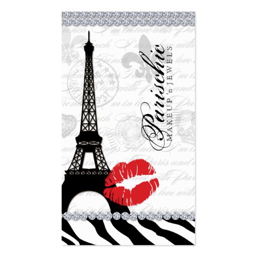 Cosmetologist Business Card Paris Eiffel Tower Red (front side)