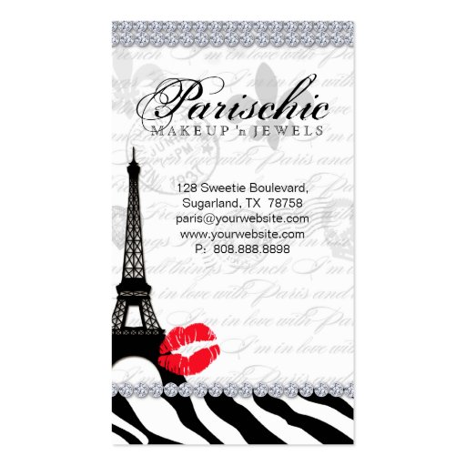 Cosmetologist Business Card Paris Eiffel Tower Red (back side)