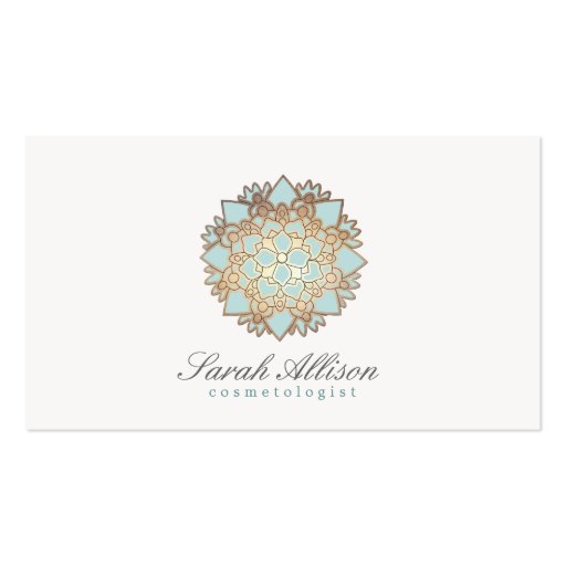 Cosmetologist Elegant and Simple Blue Lotus Business Card Template (front side)