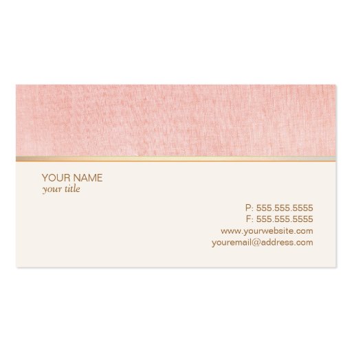 Cosmetologist Elegant Light Pink Linen Look Business Card Template (back side)