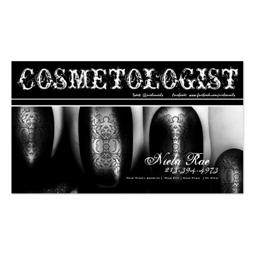 Cosmetologist/ Nail Technician Business Card (front side)