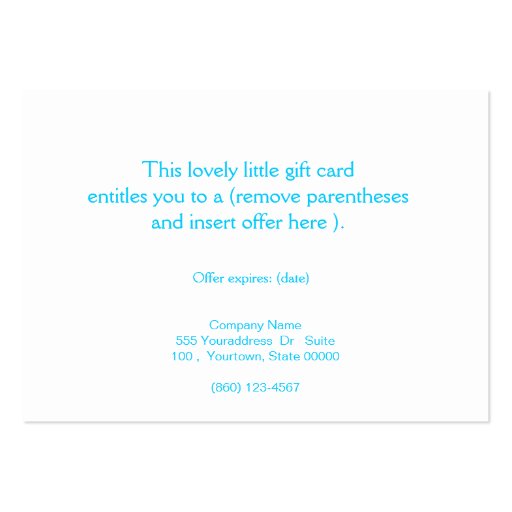 Cosmetologist Salon and Spa Gift Card Business Cards (back side)