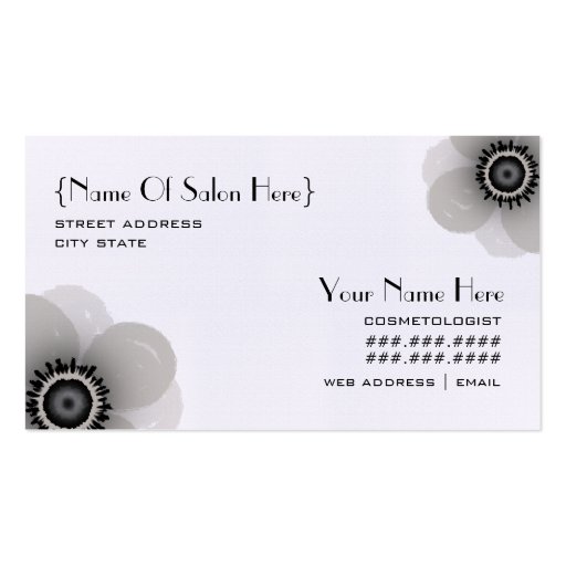 Cosmetologist Salon Appointment - Anemone Business Card Templates (front side)