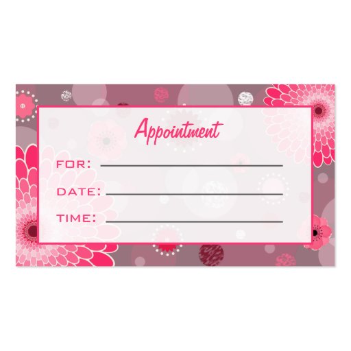 Cosmetologist Salon Appointment Floral Card Business Card (back side)