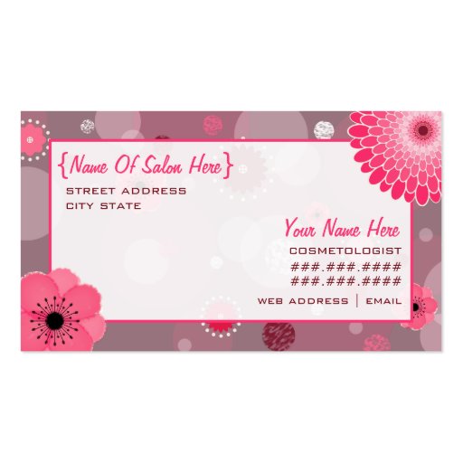 Cosmetologist Salon Appointment Floral Card Business Card (front side)