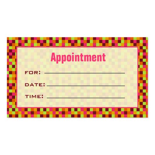 Cosmetologist Salon Appointment Squares Business Card Templates (back side)