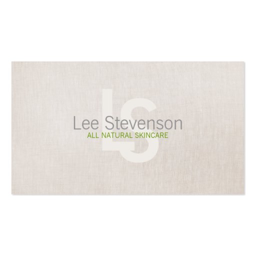 Cosmetology All Natural Beauty Simple Linen Look Business Card Templates (front side)