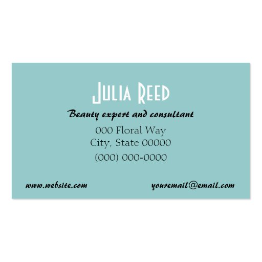Cosmetology Beauty Makeup Artist Business Card (back side)
