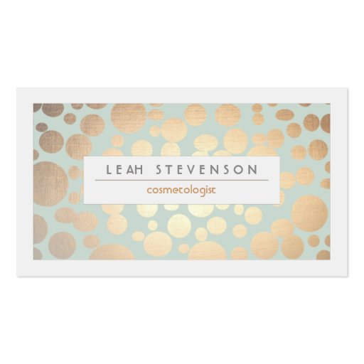 Cosmetology Beauty Turquoise Gold Leaf  Look Business Card Templates (front side)