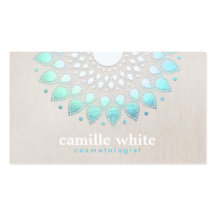 Cosmetology Elegant Circle Light Blue Linen Look Business Card Templates