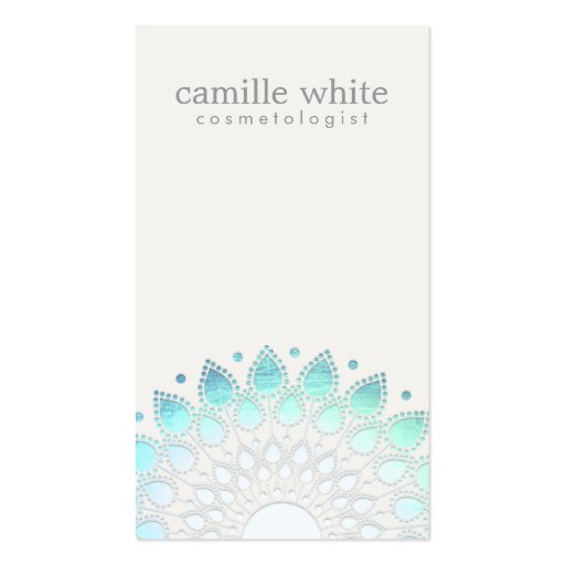 Cosmetology Elegant Circle Light Blue Off-White Business Card Templates (front side)