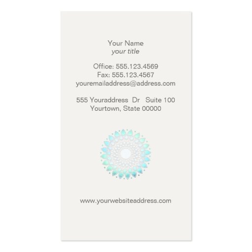 Cosmetology Elegant Circle Light Blue Off-White Business Card Templates (back side)