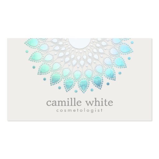 Cosmetology Elegant Circle Light Blue White Spa Business Card (front side)