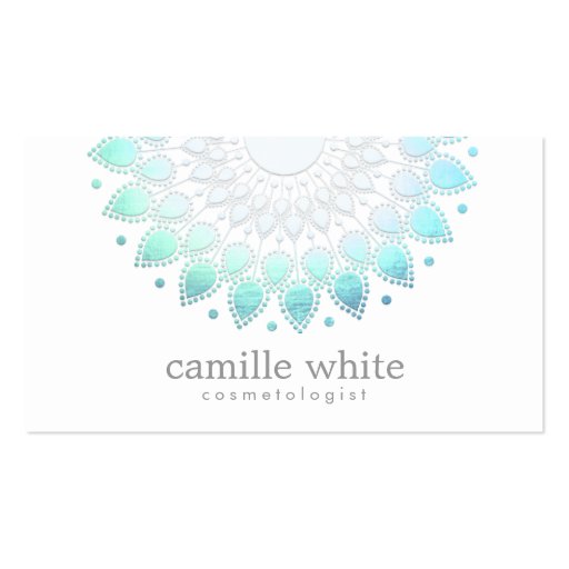 Cosmetology Elegant Circle Motif Light Blue White Business Card Templates (front side)
