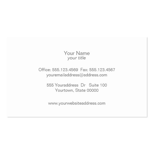 Cosmetology Elegant Circle White and Light Gray Business Card (back side)