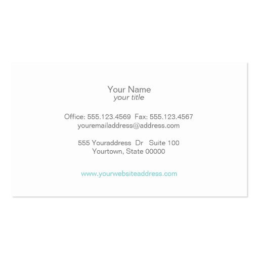 Cosmetology Faux Blue Green Foil Leaves White Business Card Template (back side)