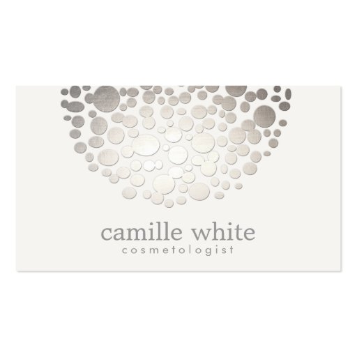 Cosmetology Faux Silver Foil Circle Motif Beauty Business Card (front side)