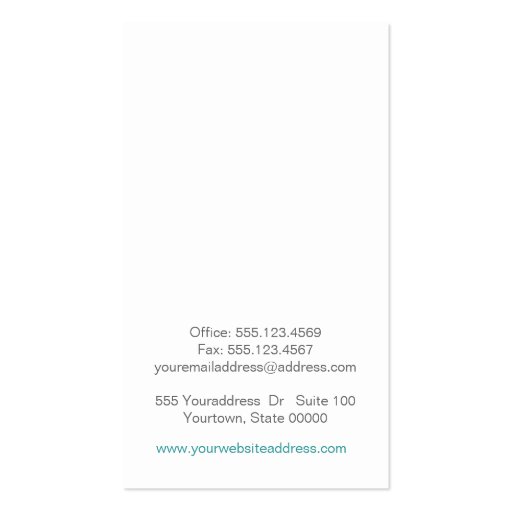 Cosmetology FAUX Silver Leaves Spa and Beauty Business Card (back side)