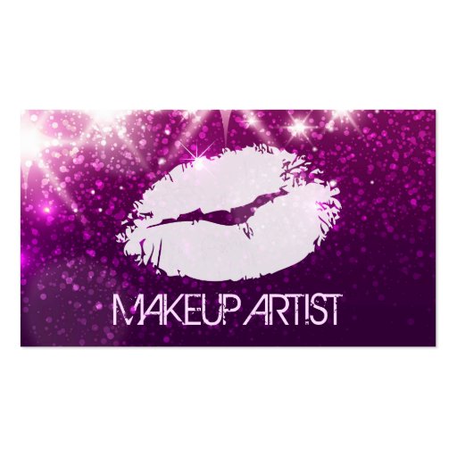 Cosmetology MakeUp Artist - Stylish Purple Glitter Business Card Templates (front side)