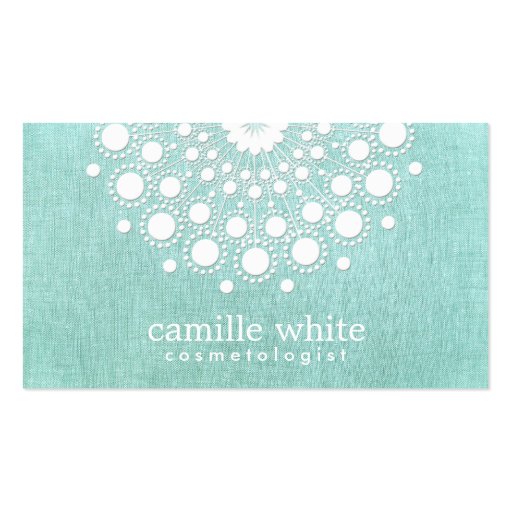 Cosmetology Pretty Circle Motif Light Aqua Blue Business Cards (front side)