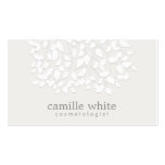 Cosmetology White Embossed Look Leaves business cards
