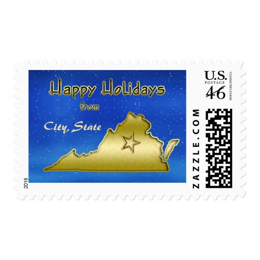 Cosmic Blue Sky Virginia Map Custom Postage