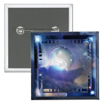 Cosmic Blue Yin Yang Pinback Button