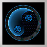 Cosmic Blue Yin Yang Posters