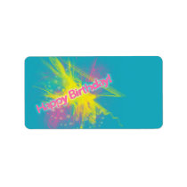 Cosmic Burst Happy Birthday Label labels