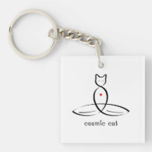 Cosmic Cat - Fancy style text. Square Acrylic Keychains