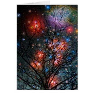 Cosmic Christmas Tree Greeting Cards