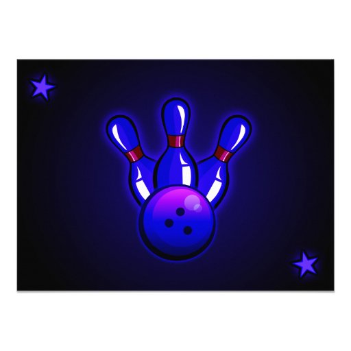 Cosmic Glow Bowling Bridal Shower Invitations