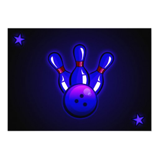 Cosmic Glow Bowling Party Invitations